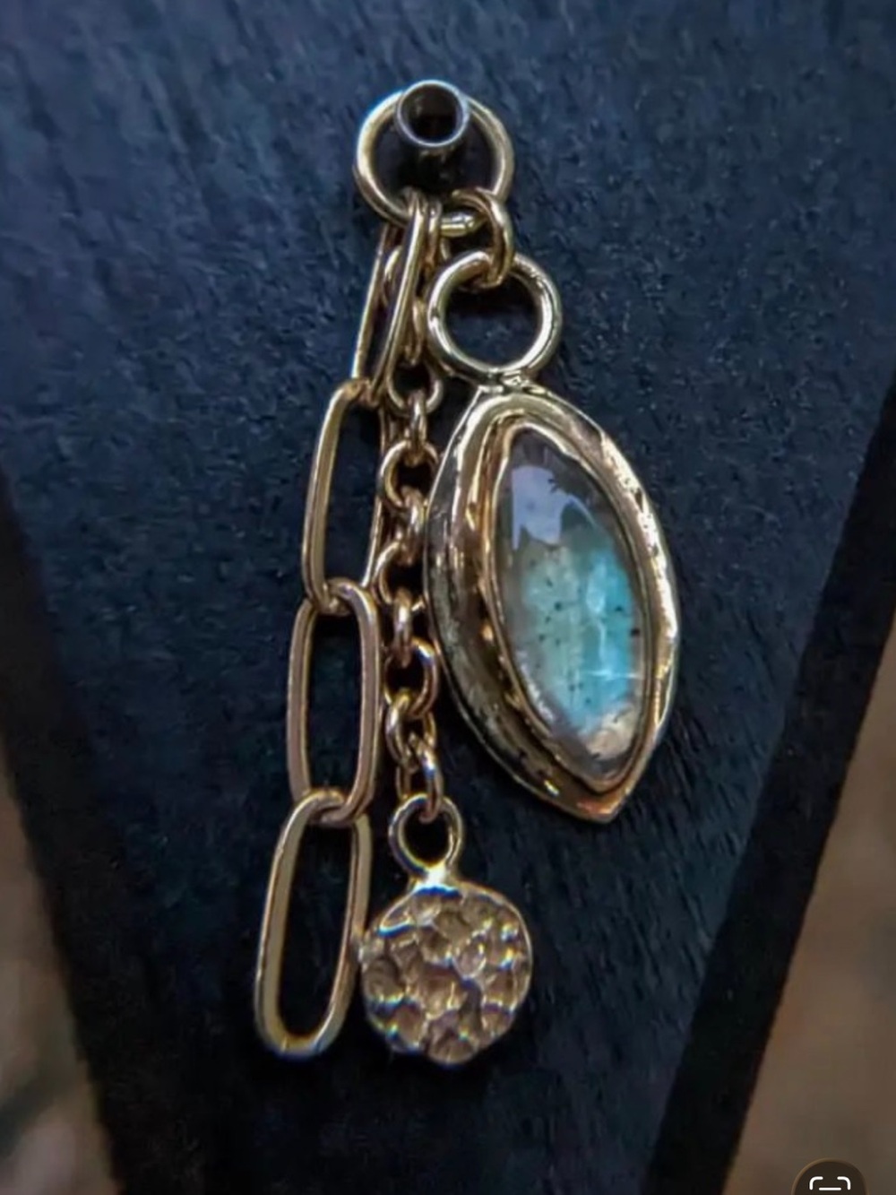 Labradorite and Yellow Gold Marquise Sandman Chain Charm